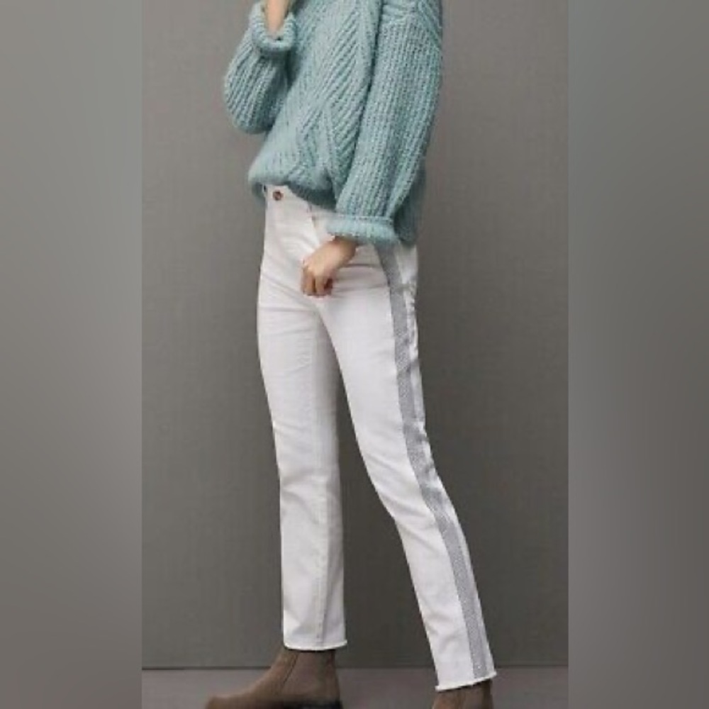 Anthropologie Pilcro & the Letterpress Ultra HiRise Side Stripe Raw Hem Pants 28